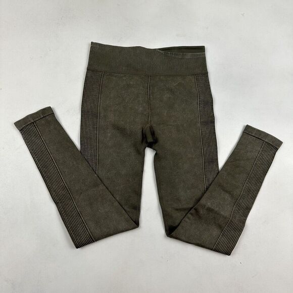 Aeropostale High Rise Seamless Leggings Size Small S Green Nylon Spandex Stretch - Picture 2 of 8